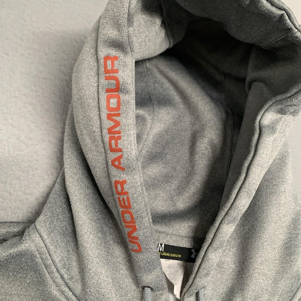 Under Armour UA Rival Antler Hoodie Mens M Loose Pullover Sweatshirt Gray Storm - Picture 4 of 10